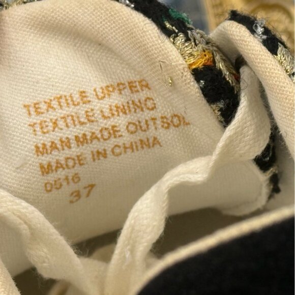 🆕 KURT GEIGER LONDON 🧿 NWOB Laney Eye Gold Rainbow Tweed Sneaker, Sz 37 US 7 - Picture 14 of 14